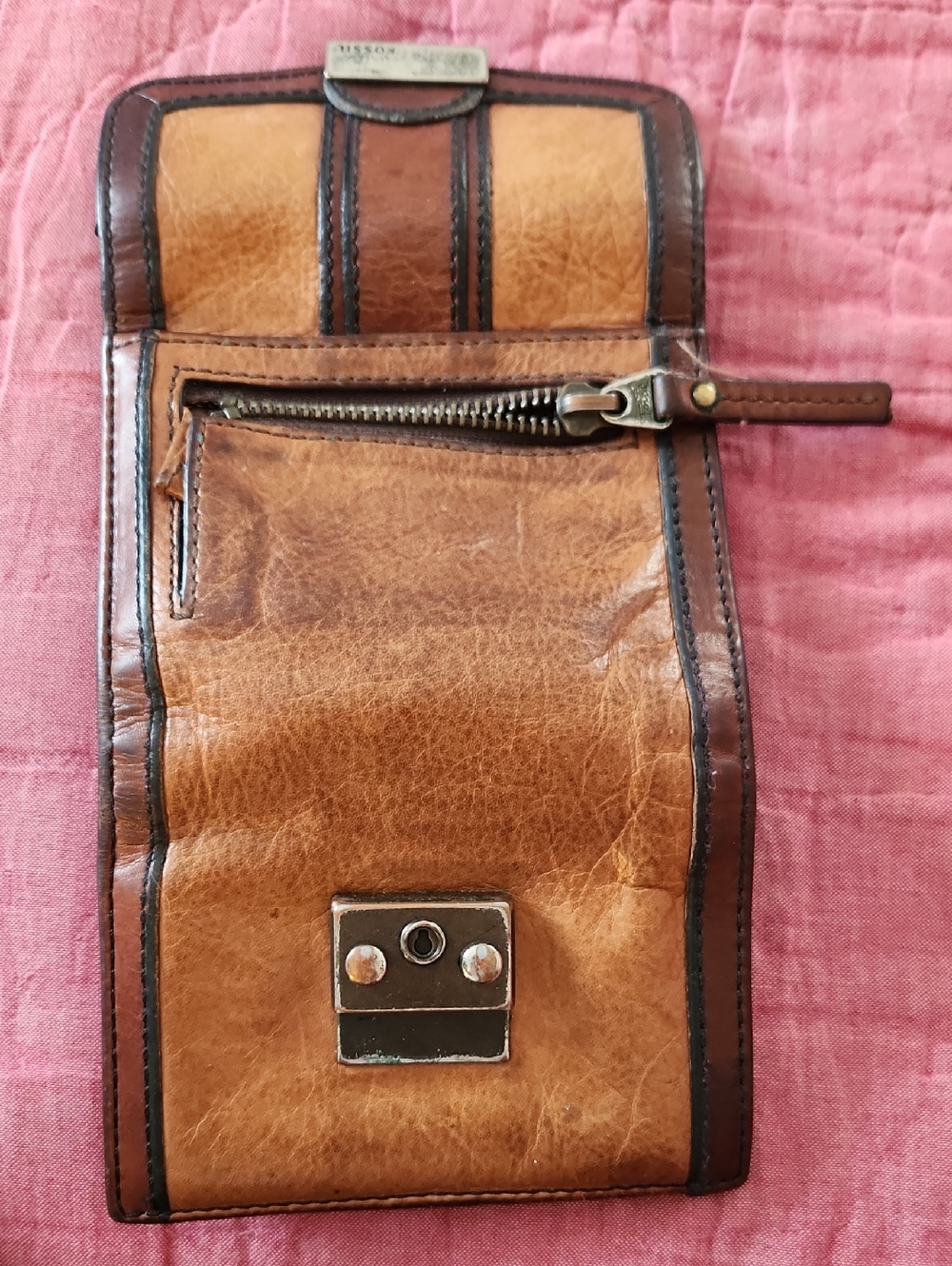 Vintage Classic Fossil Women's Tan & Brown Leather Compact Wallet - Picture 7 of 13